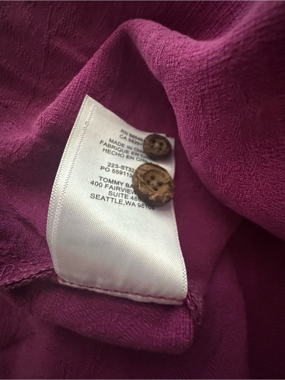Tommy Bahama Short-Sleeve Button-Down Silk Shirt in Magenta Size XL - Picture 9 of 9